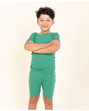 Leveret Toddler Matching Family Two Piece Cotton Short Sleeve Shirt And Shorts Pajamas - Green