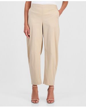 Anne Klein Pull-on Barrel-leg Ankle Pants - Natural