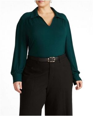 UNIVERSAL STANDARD Plus Size Moore Liquid Jersey Blouse - Green