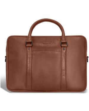 CHAMPS Onyx Collection Leather Slim Briefcase - Brown