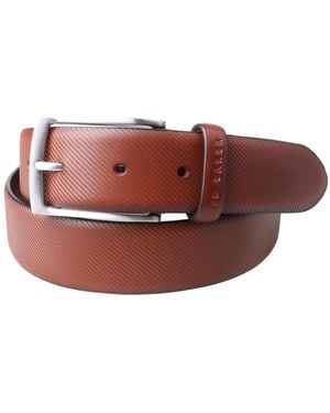 Ted Baker Twill Leather Dress Belt - Brown
