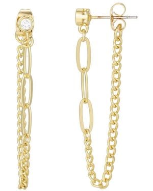 Adornia Cubic Zirconia Paperclip Wrap Around Chain Earrings - Metallic