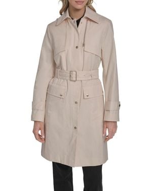 Cole Haan Cotton Rain Trench Coat - Natural