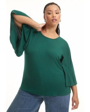 June + Vie June + Vie June + Vie Flared Raglan Sleeve Breton Tee - Green