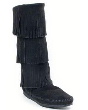 Minnetonka 3-layer Fringe Boot - Black