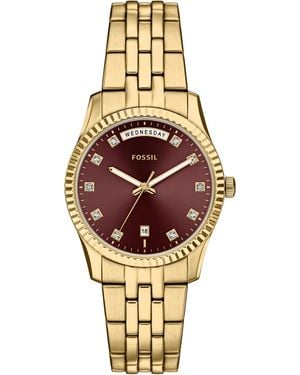 Fossil Scarlette Three-hand Day-date -tone Stainless Steel Watch 34mm - Metallic