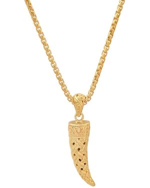 Steeltime 14k Plated Horn Pendant Necklace - Metallic