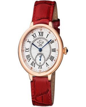 Gevril Rome Leather Watch 36mm - Red
