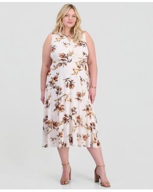 Sandra Darren Plus Size Sleeveless Midi Dress - Pink
