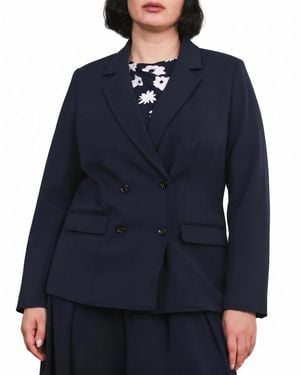 UNIVERSAL STANDARD Plus Size All Day Warren Double Breasted Blazer - Blue