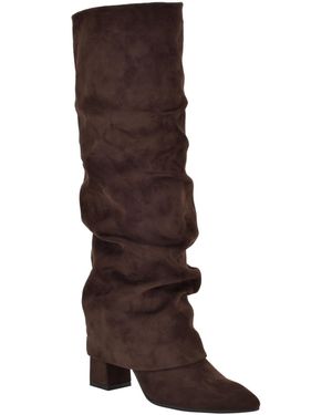 Guess Geima Tall Slouchy Foldover Block Heel Boots - Brown