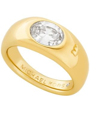 Michael Kors 14k Gold-plated Brass Oval Stone Ring - Metallic