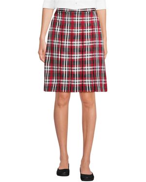 Lands' End Plaid Box Pleat Skirt Top Of The Knee - Red