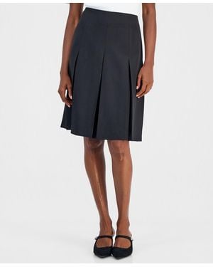 Kasper Box Pleat Skirt - White