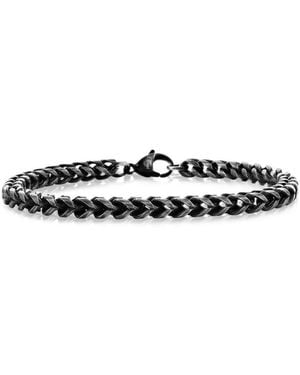 Metallo Stainless Steel Franco Chain Bracelet - Black