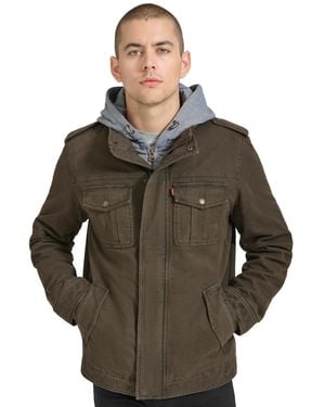 Levi's Sherpa Lined Two Pocket Hooded Trucker Jacket - Brown