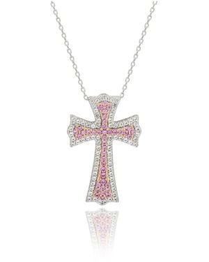 SUZY LEVIAN NEW YORK Suzy Levian Sterling Silver Sapphire & Created White Sapphire Cross Pendant