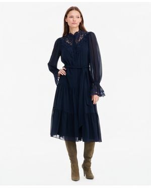 Kobi Halperin Reed Long Sleeve Lace Mock Neck Dress - Blue