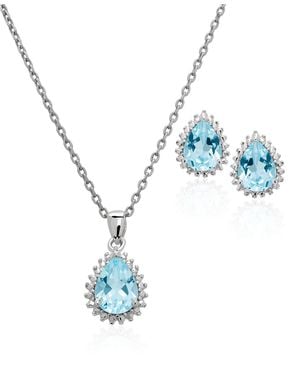 Macy's Simulated Cubic Zirconia Teardrop Pendant Necklace - Blue