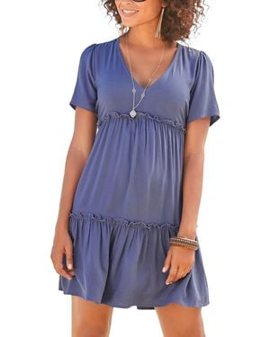 Lascana V-neck Ruffle Dress - Blue