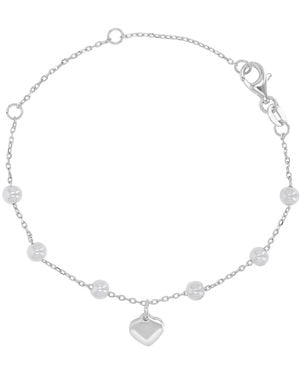 Macy's Rhodium Over Sterling Cultured Pearl Station Bracelet - White