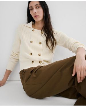 Mango Knitted Buttoned Jacket - Natural