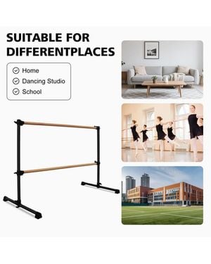 Zeny Solid Wood Ballet Barre With Adjustable Range For Dance Practice - White