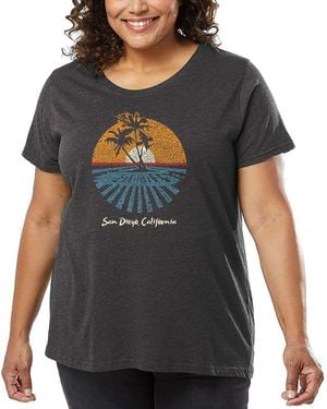 LA Pop Art Plus Size Cities In San Diego Word Art T-shirt - Gray