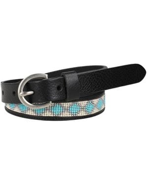 Frye 20mm Beaded Leather Belt - Black