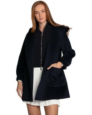 Belle & Bloom Next To You Hooded Wool Blend Coat - Blue