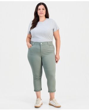 Democracy Plus Size Booty Lift Mid-rise Cropped Pants - Blue