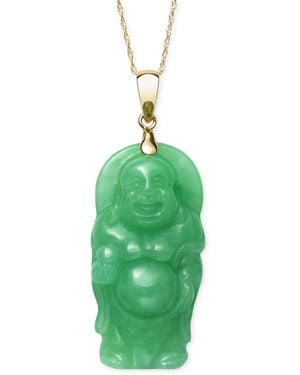 Macy's Dyed Green Carved Buddha 18" Pendant Necklace