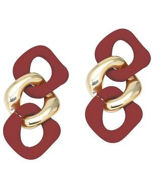 SOH Chainlink Drop Earrings - Red