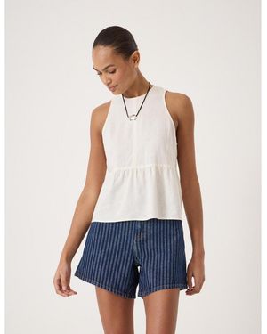 Hush Nomie Linen Blend Peplum Top - Blue