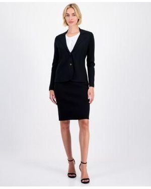 Anne Klein Structured Waist Sweater Blazer Sweater Pencil Skirt - Blue