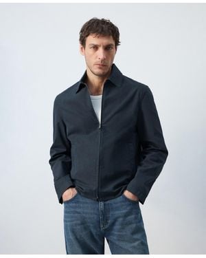 Mango Lightweight Cotton Lyocell Jacket - Blue