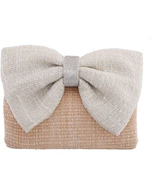 Nina Tula Straw Bow Small Satchel Handbag - Gray
