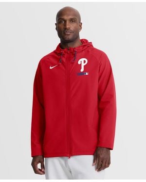 Nike Philadelphia Phillies Authentic Collection Raglan Therma-fit Full-zip Hooded Jacket - Red