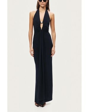 Nocturne Halter Neck Cut-out Maxi Dress - Blue
