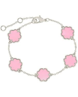 Sterling Forever Rose Petal Station Bracelet - Pink