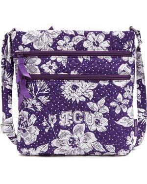 Vera Bradley Tcu Horned Frogs Rain Garden Triple-zip Hipster Crossbody Bag - Purple