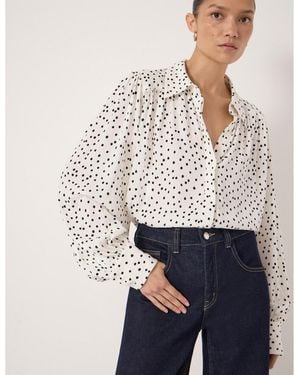 Hush Sigrid Polka Dot Long Sleeve Shirt - White
