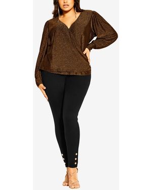 City Chic Plus Size Glowing Lurex Top - Brown