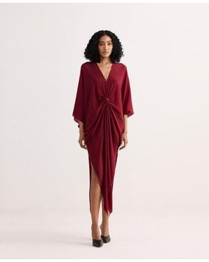 REISTOR Front Twist Kaftan Dress - Red