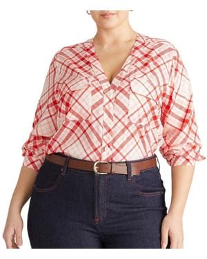 UNIVERSAL STANDARD Plus Size Stretch Cupro Button-down Blouse - Pink