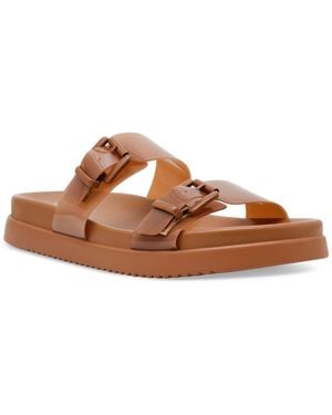 Dolce Vita Ubar Double Buckle Footbed Flat Sandals - Brown