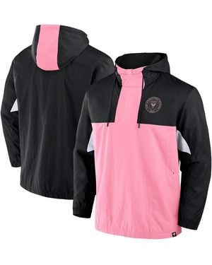Fanatics Inter Miami Cf Free Kick Woven Quarter-zip Hoodie Jacket - Black