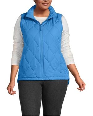Lands' End Plus Size Featherfree Onion Quilted Insulated Vest - Blue