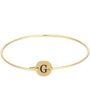 Adornia Tarnish Resistant Gold Engraved Initial Disc Cuff Bracelet - White