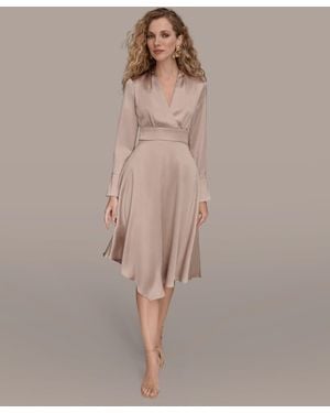 Donna Karan Satin Midi Dress - Natural